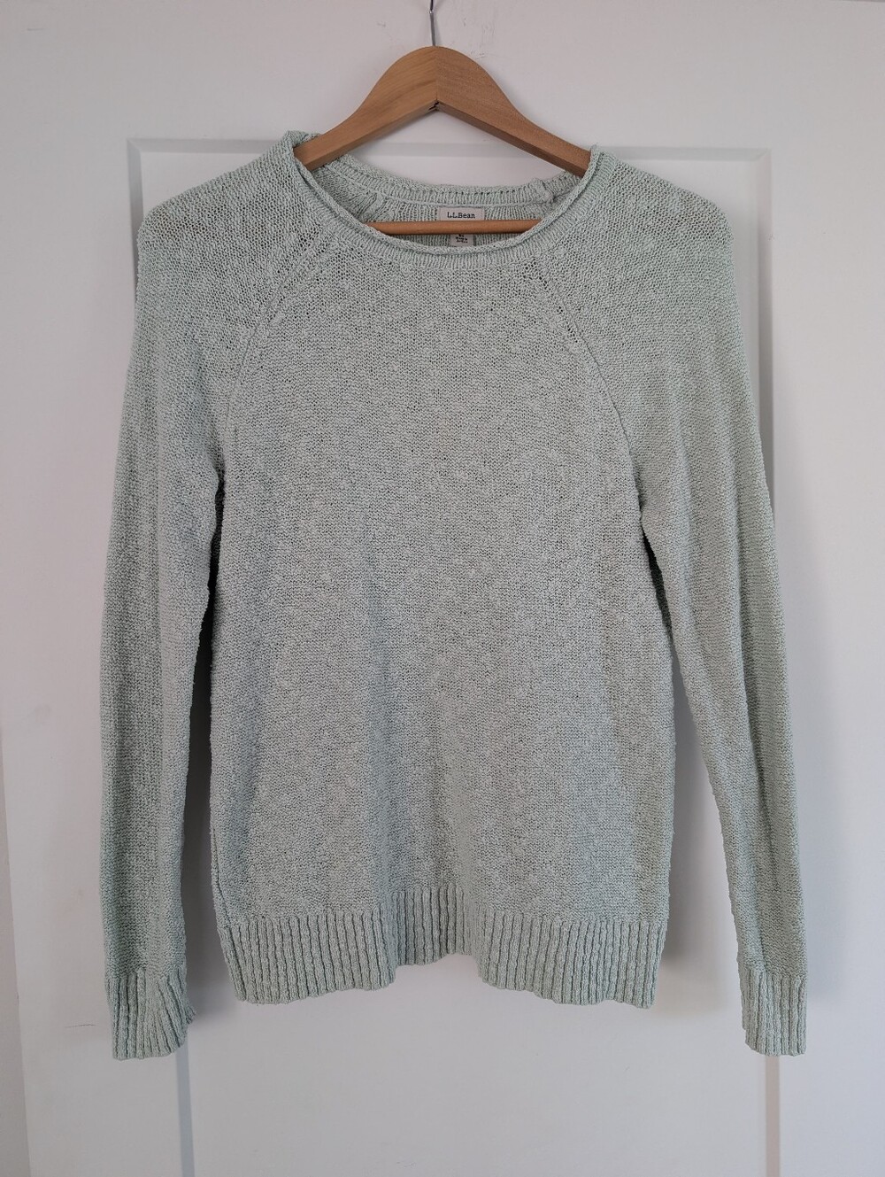L.L. Bean Women's Crewneck Sweater in Light Sage Green | 100% Cotton